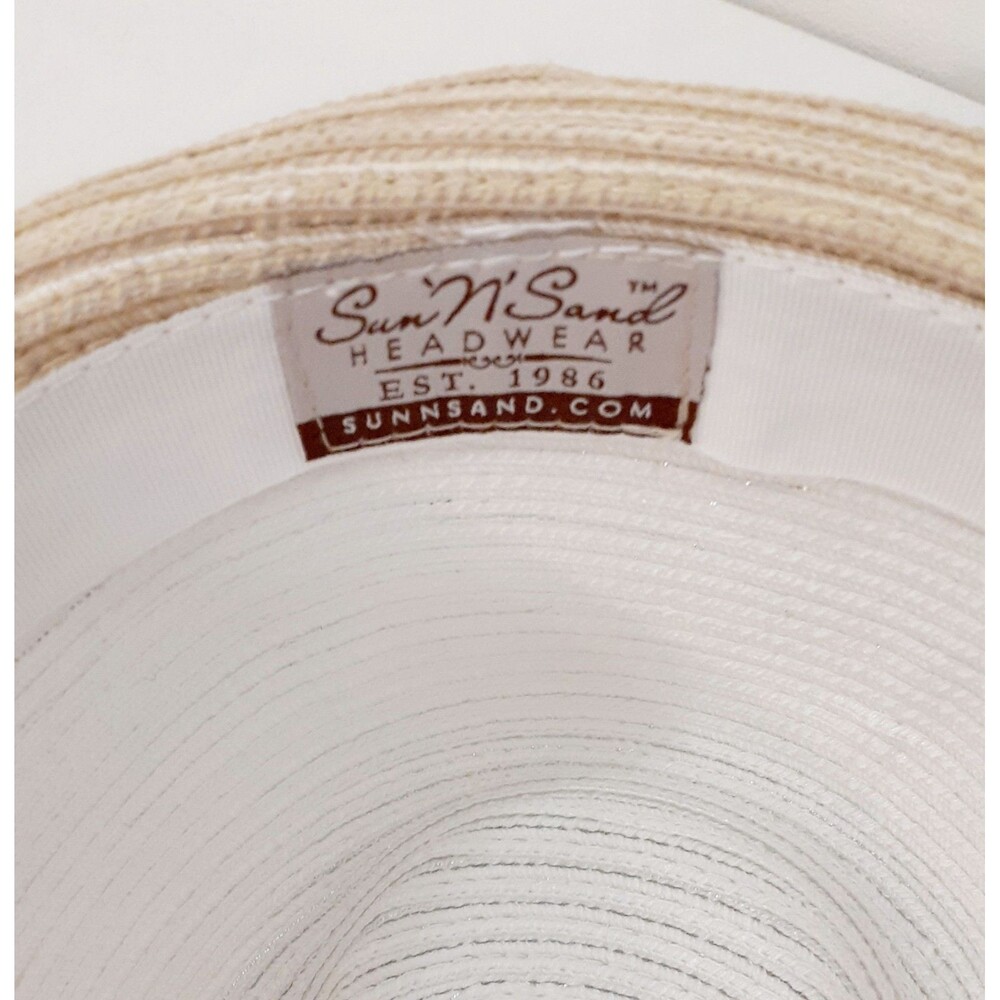 Sun N Sand Headwear Women's Fedora Hat White with Gold Summer Beach One Size - Picture 7 of 9